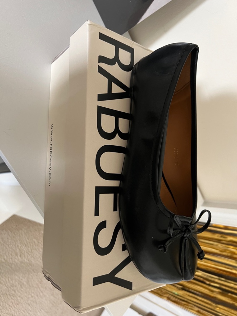 Rabobesky Black Ballet Flats with Bow